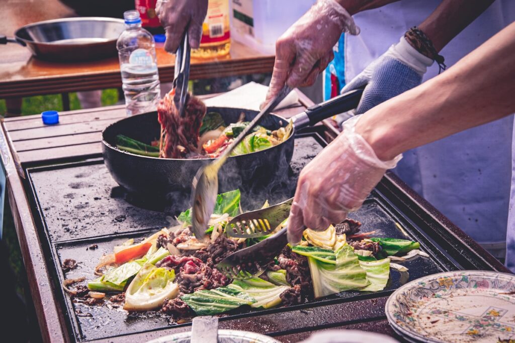 griddle cooking food