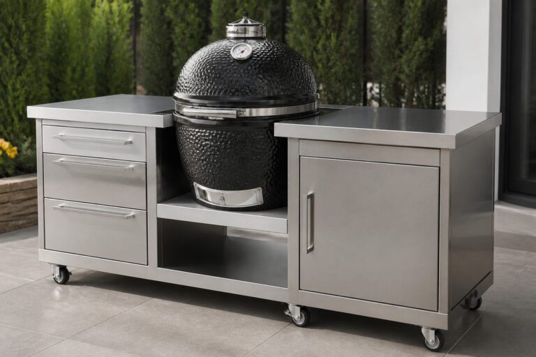 Kamado Grill with Cart & Side Tables